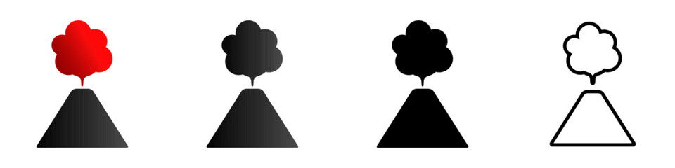 volcano eruption solid and line icon set © Oleksii Bezrodnii