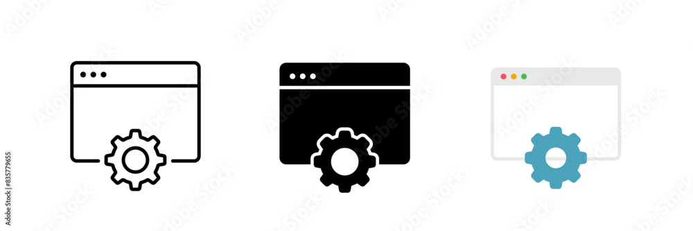 Poster browser, web page icons set. website, browser icon collection. vector