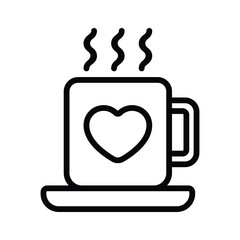 Coffee cup with heart symbol icon of favorite coffee in modern style