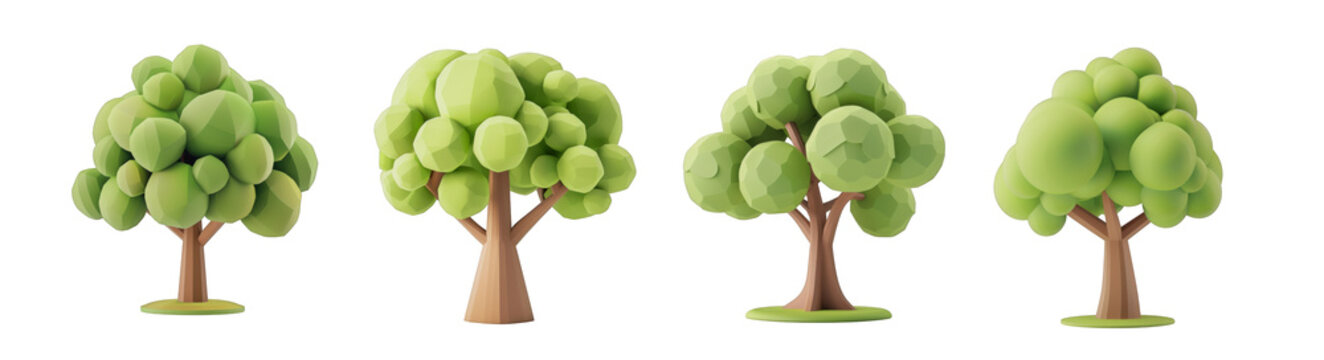 A 3D cartoon tree model ideal for nature-themed designs isolated on transparent background cutout png