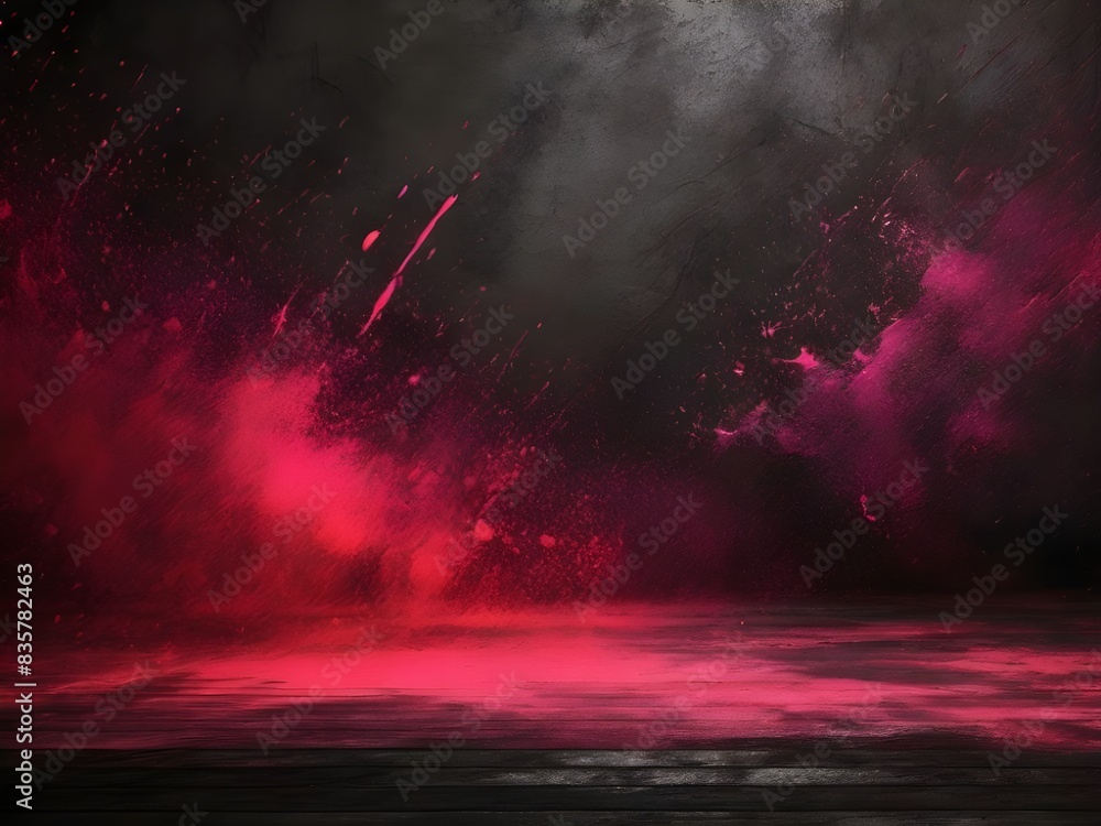 Aufkleber dark black red magenta , grainy noise grungy empty space , spray texture color gradient shine bright