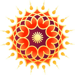 Isolated Mandala a Design Png Element in Red and Orange Color.