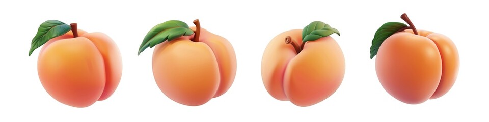 3D cartoon peach model is ideal for food-related designs and projects isolated on transparent background cutout png
