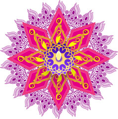 Colorful Star Shape Rangoli or Floral Design Isolated Png Element.