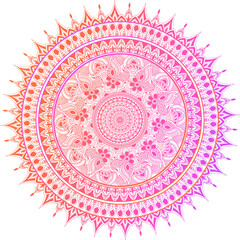 Beautiful Gradient Orange and Pink Mandala a Floral Design Png Element.