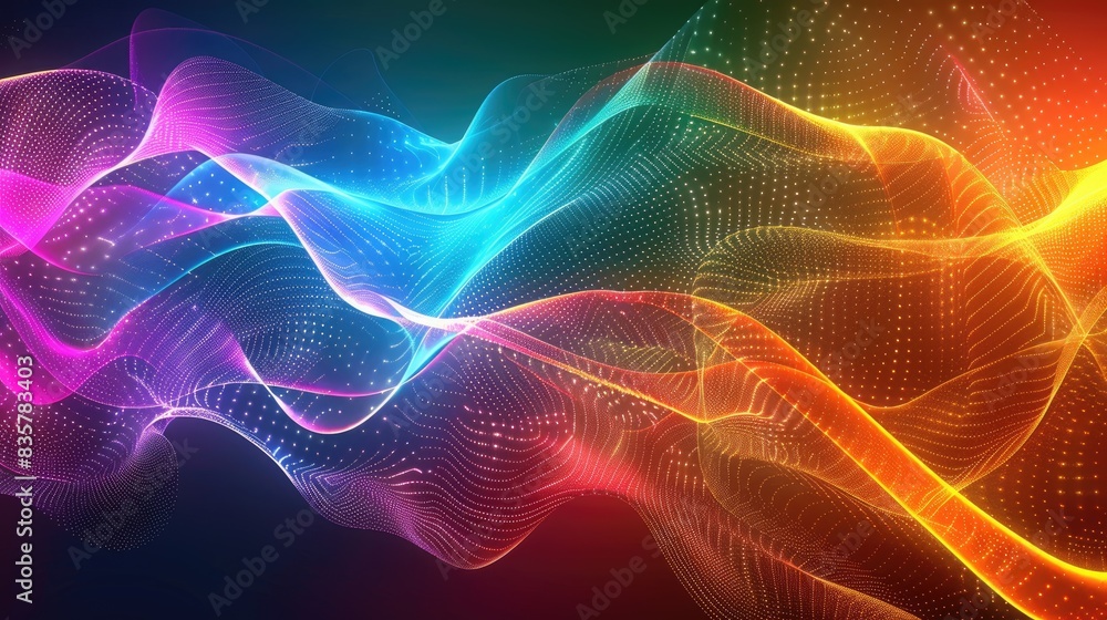 Poster colorful abstract background with flowing glowing dots aig51a.