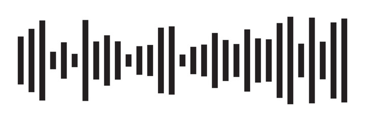 Waves of the equalizer. Vector illustration of music sound on isolated background. Drawing of radio signal painted by black inks. Sketch of musical soundtrack. Etching of voice record. In eps 10.