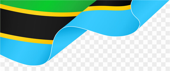 Tanzania flag wave isolated on png or transparent background vector illustration.