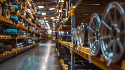 Fototapeta premium Automotive Parts Stocked in Warehouse