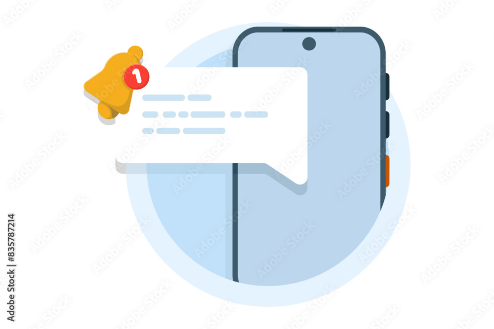 Poster concept of one new notification on smart device screen. notification messages, incoming message remi