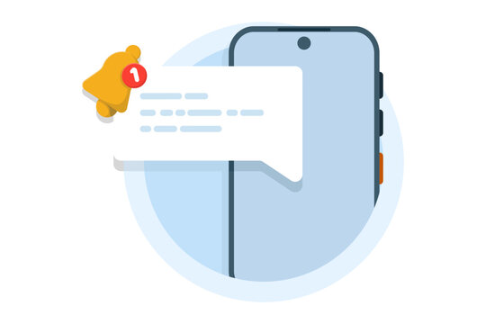 chat message notification concept. notification message, incoming message reminder, notification on device. new message notification, mobile app push notification. flat design illustration