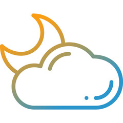 cloudy night gradient line icon
