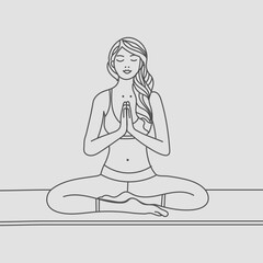 continuous line drawing of women fitness yoga concept vector health illustration International Day of Yoga
