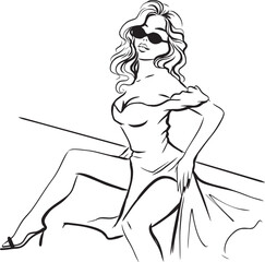  Illustrator Artwork black and white silhouette of a beautiful woman XS