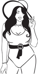  Illustrator Artwork black, white silhouette of a beautiful women + Size