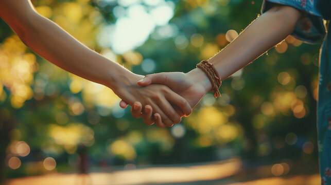 Sign of best friends with given hands each other. Concept of friends forever and friendship day special 