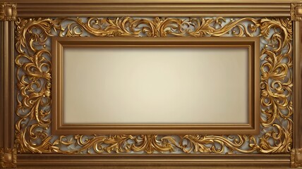Obraz premium Granater Ai A gold frame with intricate design on a white background, adding elegance and sophistication to any space.