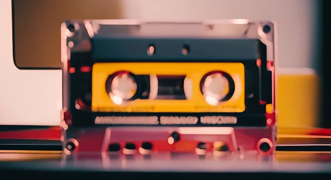 Vintage Vibes: Retro Audio Cassette Tape Recording in a Nostalgic Tape Deck