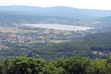Fototapeta premium A view of a forest, a retention reservoir 