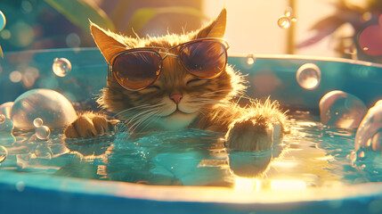 Pets in the bathtub