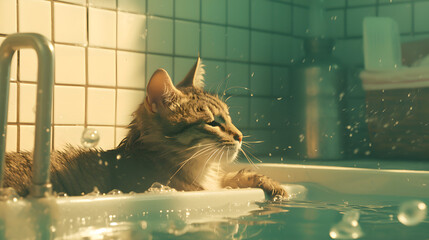 Pets in the bathtub