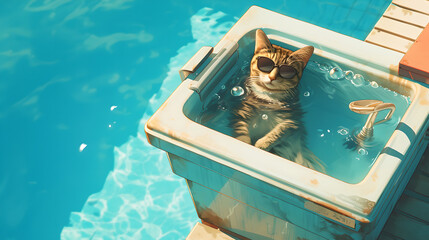 Pets in the bathtub