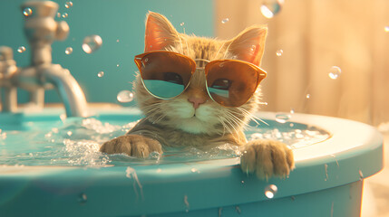 Pets in the bathtub