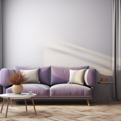 Tranquil Lavender Minimalist Living Room Interior Design for Modern Homes or Office Spaces