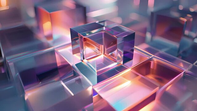 A minimalist illustration of a symmetrical crystal structure being disrupted and distorted representing the breaking of symmetry in solid state physics.