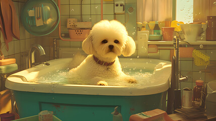 Pets in the bathtub
