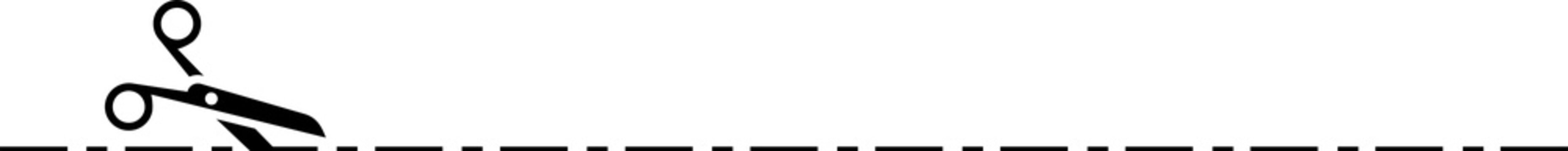 recommend clip art: Scissors cutting through dashed line