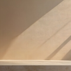 Biege wall with the shadow minimalist background.