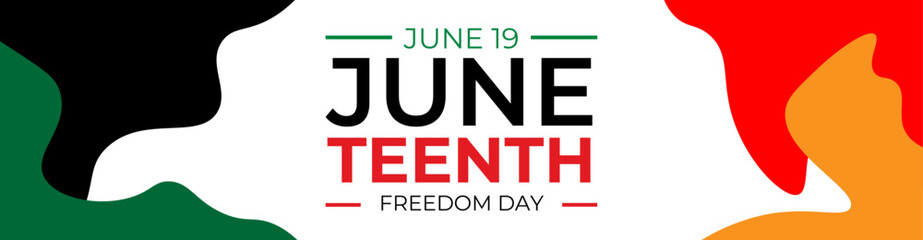 June Teenth Freedom Day. June 19. Holiday concept. Freedom or Emancipation day. Template for background, banner, flyer, web, card, poster with text inscription. Vector illustration