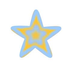 Doodle  star illustration drawing cute that can be used for sticker, book, scrapbook, icon, decorative, e.t.c with aesthetic yellow blue colors