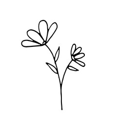 Abstract Floral Botanical illustration Doodle Hand Drawn Line Art