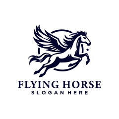Horse Pegasus Logo Design Template. Flying horse logo design
