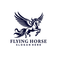 Fototapeta premium Horse Pegasus Logo Design Template. Flying horse logo design