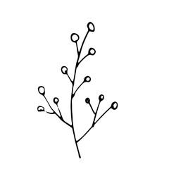 Doodle Abstract Floral Leaves Line Art Hand Drawn