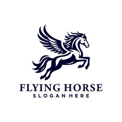 Fototapeta premium Horse Pegasus Logo Design Template. Flying horse logo design