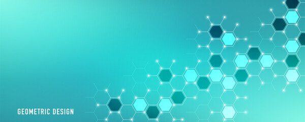 Genetic engineering and molecular structure, hexagon DNA network, science chemical and biotechnology concept, innovation technology, healthcare, and medicine design.