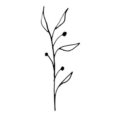 Abstract Doodle Line Art Hand Drawn Sticker Floral Botanical