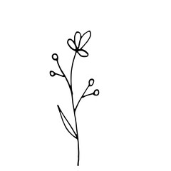 Abstract Doodle Line Art Hand Drawn Sticker Floral Botanical