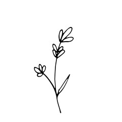 Abstract Doodle Line Art Hand Drawn Sticker Floral Botanical