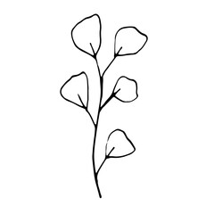 Abstract Line Art Hand Drawn Floral Flower Botanical