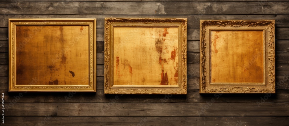 Poster vintage wall with a picture frame and a photo art gallery displaying a 'copy space image'.