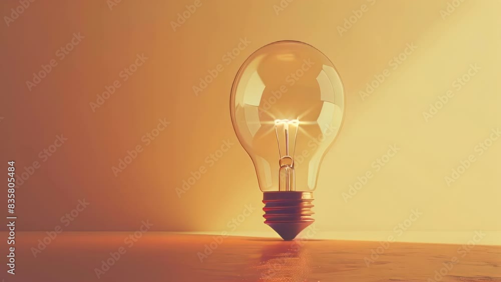 Poster a light bulb is lit up and is sitting on a table. the light bulb is the main focus of the image and 