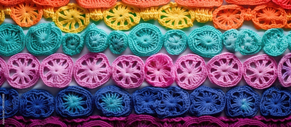 Poster create a homemade granny square pattern with crochet supplies, various colors of yarn, hooks, suitab