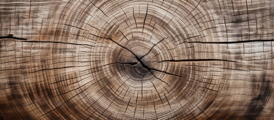 Weathered wood texture with tree rings visible in a cut log's cross section, ideal for background with copy space image.