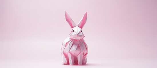 An Easter-themed bunny origami against a plain white backdrop, providing ample copy space image.