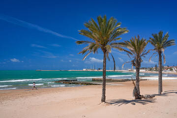 Summer landscape of Marina di Ragusa beach in Sicily, Italy, Europe